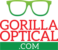 A green and red logo for gorilla optical.
