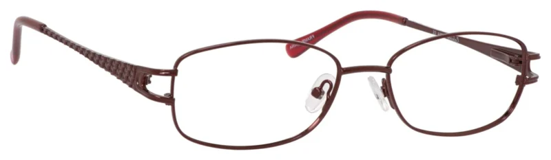 A pair of glasses is shown with the same color as the rim.