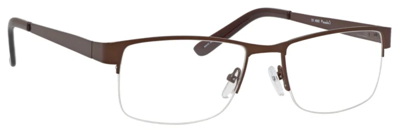 A pair of glasses is shown with no lens.