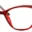 A pair of red glasses with a brown rim.