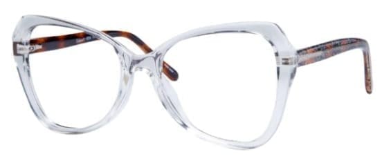 A pair of glasses is shown with the same color as the bottom rim.