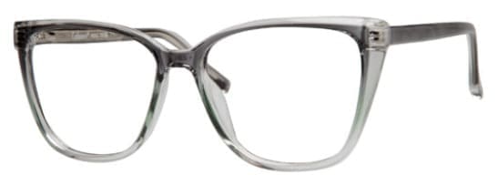 A pair of glasses is shown with the same color as the rim.