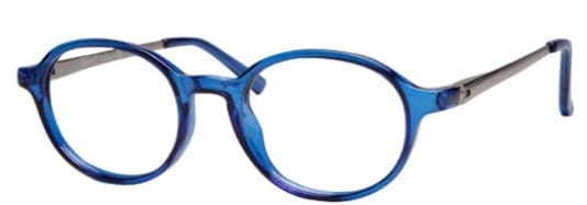 A pair of blue glasses is shown.