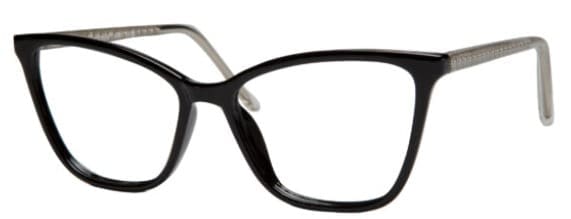 A pair of glasses is shown with the same color as the rim.