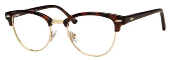 A pair of glasses is shown with gold frames.