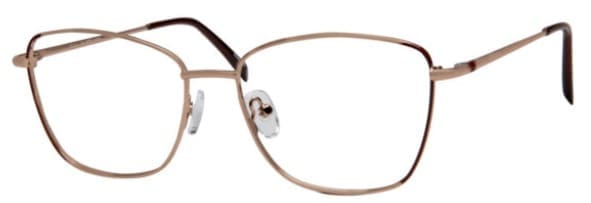 A pair of glasses is shown with the same color as the rim.