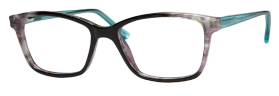 A pair of glasses is shown with the same color as the rim.