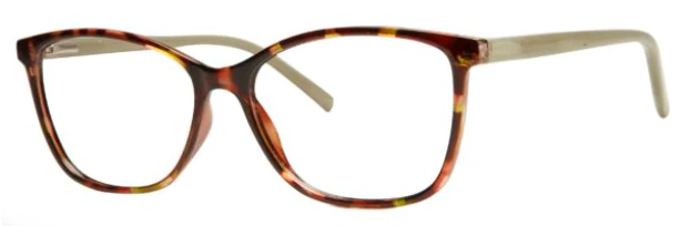 A pair of glasses is shown with the same color as the bottom rim.