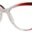 A pair of glasses with red and clear frames.