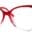 A pair of red glasses with clear frames.