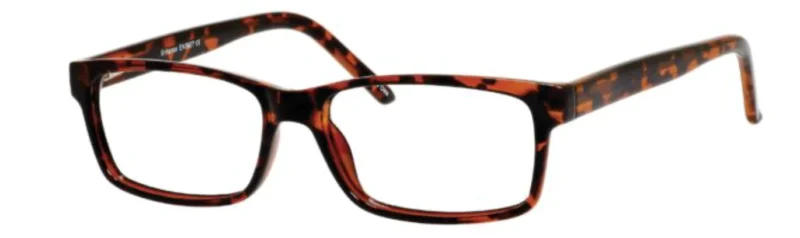 A pair of glasses is shown with the frame in front.