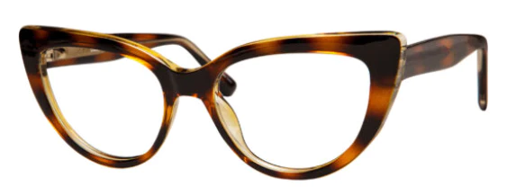 A pair of glasses is shown with the same color as the bottom rim.