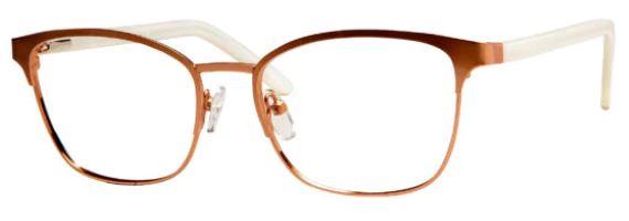 A pair of glasses is shown with the same color as the rim.