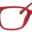 A red pair of glasses is shown.