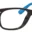 A pair of glasses is shown with blue tips.