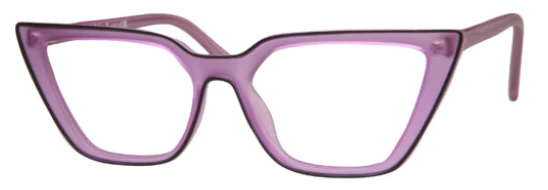 A pair of purple glasses is shown.