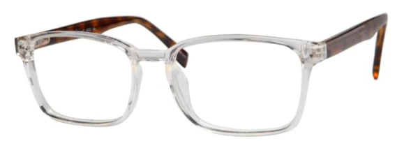 A pair of glasses is shown with no lens.