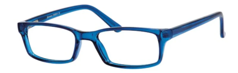 A pair of blue glasses with some black frames