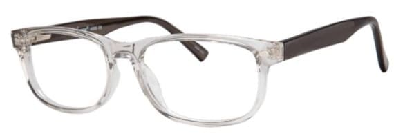 A pair of glasses is shown with the same color as the rim.