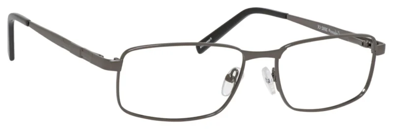 A pair of glasses is shown with black temples.