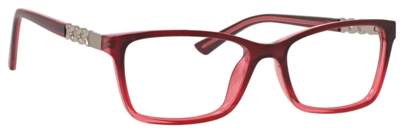 A pair of red glasses is shown.