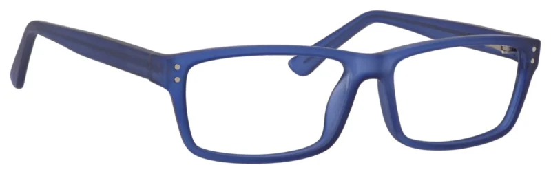 A pair of blue glasses is shown.