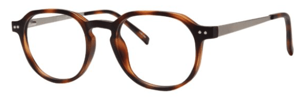 A pair of glasses is shown with the frame in focus.