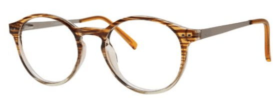 A pair of glasses is shown with the frame in focus.