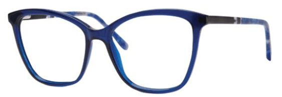 A pair of blue glasses is shown.