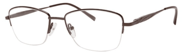 A pair of glasses is shown with no lens.