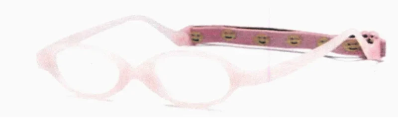 A pair of pink glasses with faces on them.