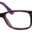 A pair of glasses is shown with purple frames.