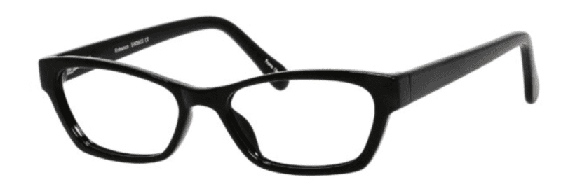 A pair of glasses is shown with no lens.