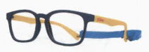 A pair of glasses is shown with different colored frames.