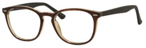 A pair of glasses is shown with the frame in focus.