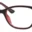 A pair of glasses is shown with red frames.