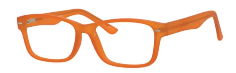 An orange pair of glasses is shown.