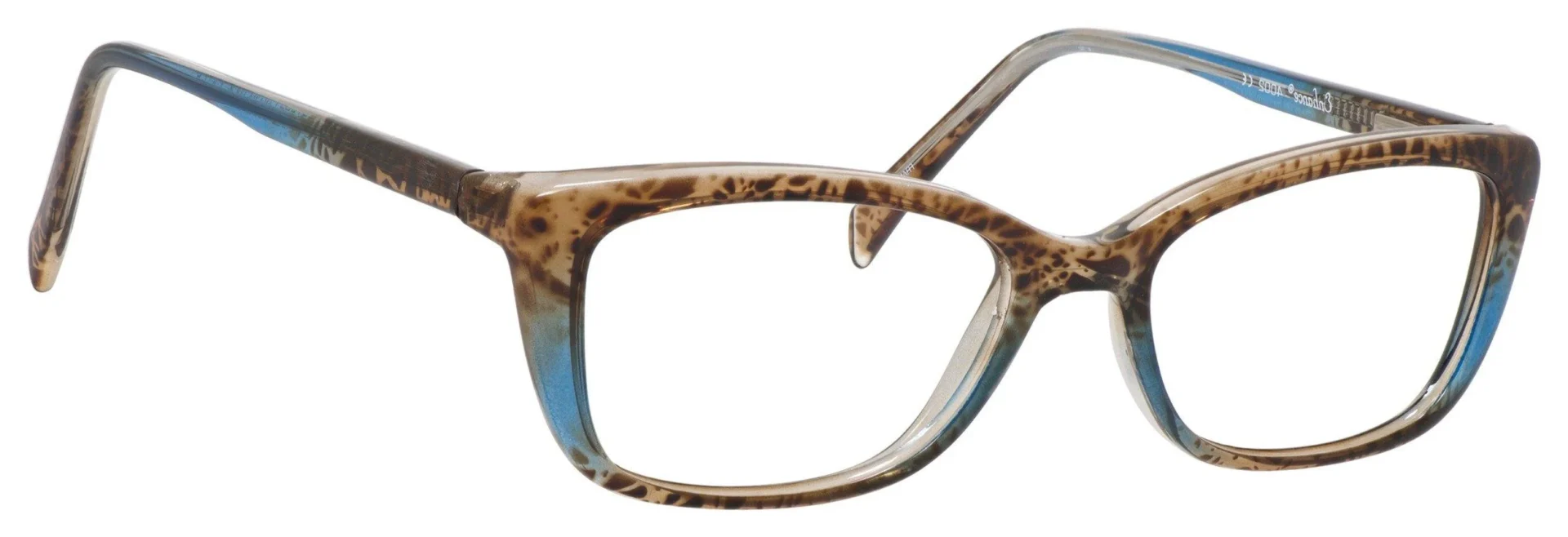 A pair of glasses with leopard print on them.