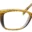 A close up of the side view of a pair of glasses.