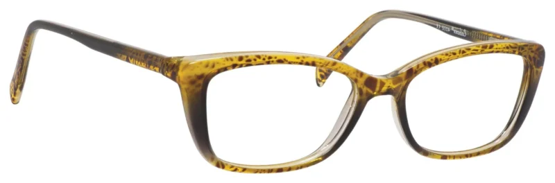 A close up of the side view of a pair of glasses.