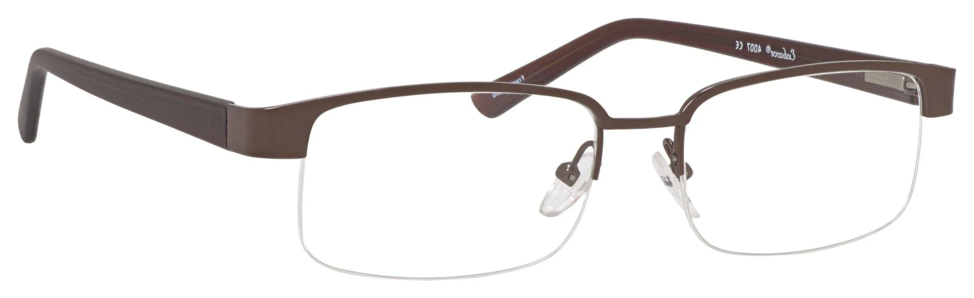 A pair of glasses is shown with no lens.