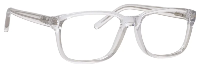 A pair of glasses is shown with no lens.