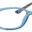 A pair of blue glasses with black and white pattern on the side.