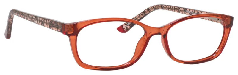 A pair of glasses is shown with the same pattern as the rest of the frame.