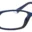 A pair of blue glasses with black frames.