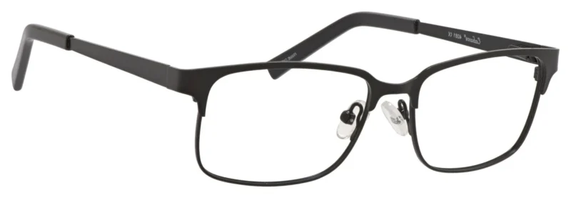 A pair of glasses is shown with no lens.