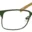 A pair of glasses is shown with the same color as the rim.