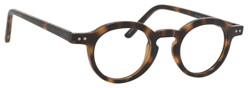 A pair of glasses is shown with no lens.