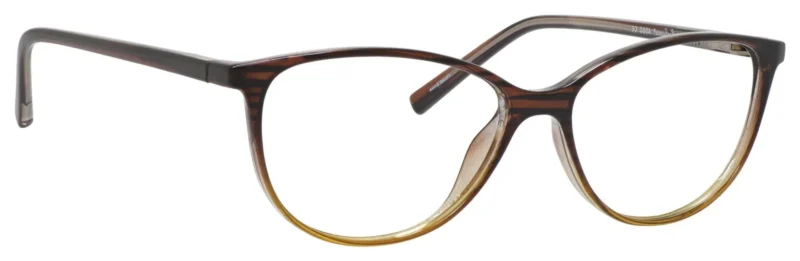 A pair of glasses is shown with the frame in focus.