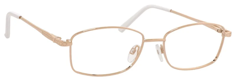 A pair of glasses is shown with white frames.